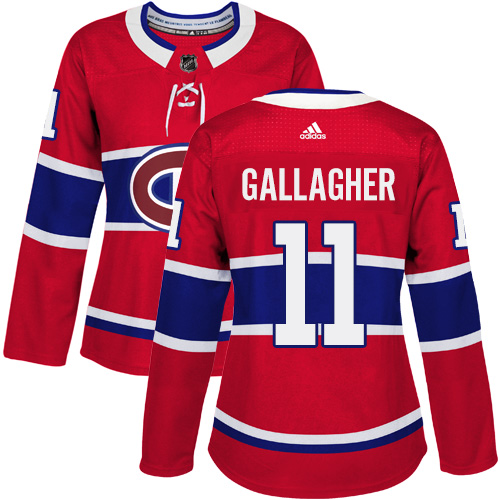 Adidas Montreal Canadiens 11 Brendan Gallagher Red Home Authentic Women Stitched NHL Jersey